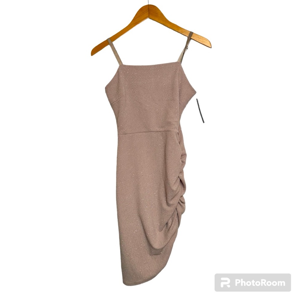 Nude Sparkle Side Ruched Dress